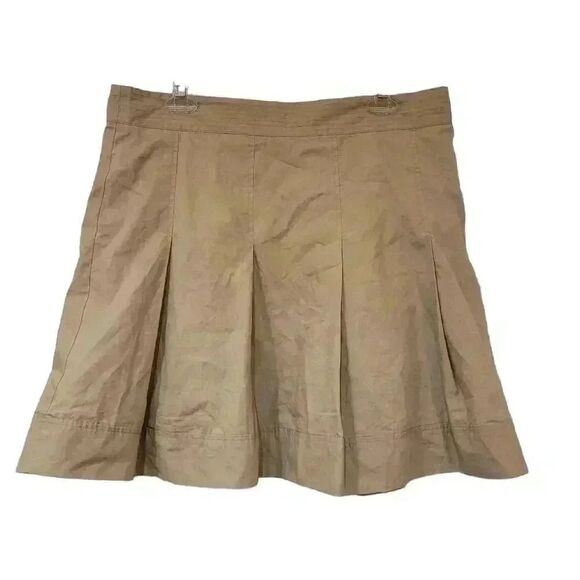 Banana Republic Women's Tan Cotton Box Pleated Lined Mini Skirt NEW - Picture 1 of 10